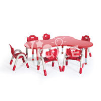 Adjustable height kids table chairs island shape LLDPE blow one time molding technology