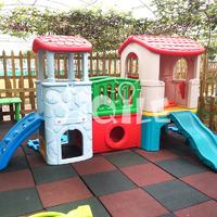 global hot sale colorful style plastic outdoor kids playhouse with slide